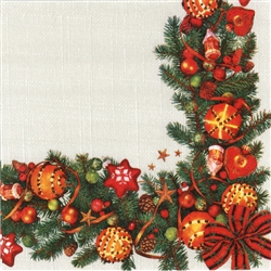 Polish Luncheon Napkins (package of 20) - 'Christmas Frame'. Three ply napkins with water based paints used in the printing process.