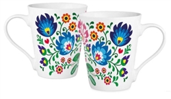 This colorful ceramic mug features beautiful Polish paper cut art. Hand wash only. Made In Poland. 250ml/8.5oz capacity.