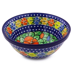 Polish Pottery 6" Bowl. Hand made in Poland. Pattern U417 designed by Maria Starzyk.