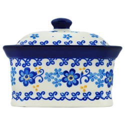 Polish Pottery 4" Box with Lid. Hand made in Poland and artist initialed.