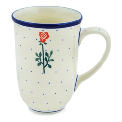 Polish Pottery 17 oz. Bistro Mug. Hand made in Poland and artist initialed.