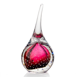 Round art glass paperweight, with a gorgeous interior core, surrounded by miniature bubbles, in a classic teardrop shape. Each piece is hand blown and hand finished in Poland. Made with the highest quality craftsmanship and hand-signed by the artist on th