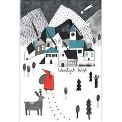 Post Card Inscription:WesoÅ‚ych ÅšwiÄ…t!  translated: Merry Christmas!   post card size 4" x 6" - 10cm x 15cm.