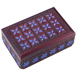 Brown Box with Blue Flowers