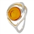 An oval of honey amber set in an artistic swirl of sterling silver.