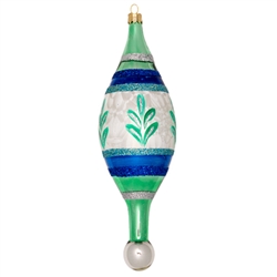 This ornament is hand painted and was expertly crafted of glass in Poland and measures approximately 7.5" tall x 2.5" wide.