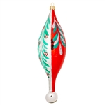 This ornament is hand painted and was expertly crafted of glass in Poland and measures approximately 7.5" tall x 2.5" wide.
