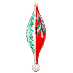 This ornament is hand painted and was expertly crafted of glass in Poland and measures approximately 7.5" tall x 2.5" wide.