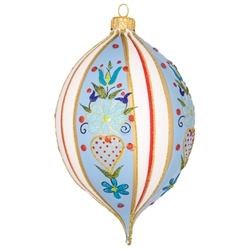 This ornament is hand painted and was expertly crafted of glass in Poland and measures approximately 6" tall x 4" wide. Features a traditional Kashubian floral design.