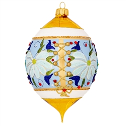 This ornament is hand painted and was expertly crafted of glass in Poland and measures approximately 6" tall x 4" wide.