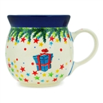 Polish Pottery 6 oz. Bubble Mug. Hand made in Poland. Pattern U5026 designed by Teresa Liana.