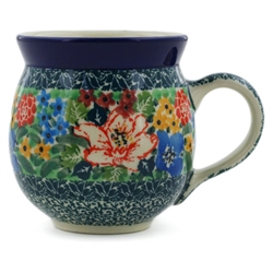 Polish Pottery 11 oz. Bubble Mug. Hand made in Poland. Pattern U4665 designed by Teresa Liana.