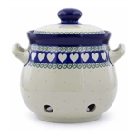 Polish Pottery 7" Garlic/Shallot Keeper. Hand made in Poland and artist initialed.