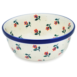 Polish Pottery 6" Cereal/Berry Bowl. Hand made in Poland and artist initialed.