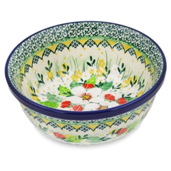 Polish Pottery 6" Cereal/Berry Bowl. Hand made in Poland. Pattern U4812 designed by Maria Starzyk.