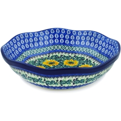 Polish Pottery 10" Serving Bowl. Hand made in Poland. Pattern U4746 designed by Krystyna Deptula.