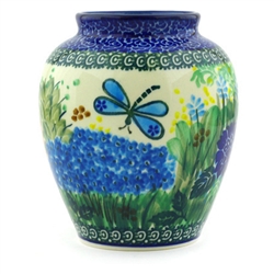 Polish Pottery 5" Vase. Hand made in Poland. Pattern U2021 designed by Teresa Liana.