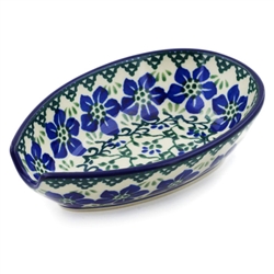 Polish Pottery 5" Spoon Rest. Hand made in Poland and artist initialed.