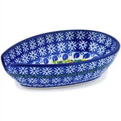 Polish Pottery 5" Spoon Rest. Hand made in Poland. Pattern U4256 designed by Barbara Fidelus.