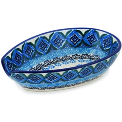 Polish Pottery 5" Spoon Rest. Hand made in Poland. Pattern U4427 designed by Teresa Liana.