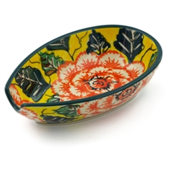 Polish Pottery 5" Spoon Rest. Hand made in Poland. Pattern U1472 designed by Maryla Iwicka.