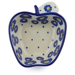 Polish Pottery 4" Apple Shaped Bowl. Hand made in Poland and artist initialed.