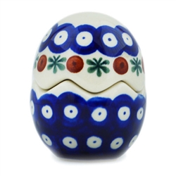 Polish Pottery 3" Stacking Salt and Pepper Set. Hand made in Poland and artist initialed.