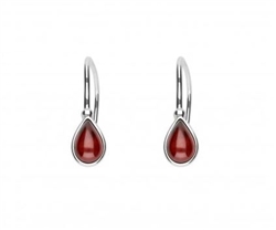 Petite Dark Cherry Amber Teardrop Earrings, with a sterling silver French hook. Size is approx .6' x .25". Amber is soft, only slightly harder than talc, and should be treated with care.