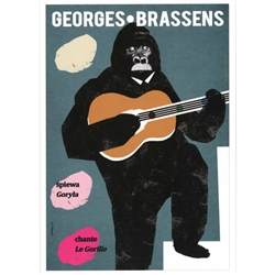 Post Card: Georges Brassens chante Le Golille, Polish Poster designed by Jakub Zasada It has now been turned into a post card size 4.75" x 6.75" - 12cm x 17cm.