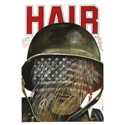 rPost Card: Hair, Polish Film Poster designed by artist Andrzej Pagowski in 1980.
It has now been turned into a post card size 4.75" x 6.75" - 12cm x 17cm.