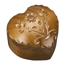 Mini Hand Carved Polish Heart Box With Sunflower"