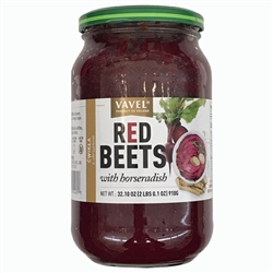 Healthy and tasty red beets with horseradish. Best served chilled. Made with red beets, horseradish, vinegar, sugar and salt. May contain milk, sulfites, mustard seeds, celery.
No preservatives, gluten free, cholesterol and fat free. Delicious!