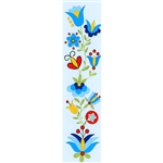 This is a beautiful Kashub floral pattern printed on a bookmark with a pale blue backround.