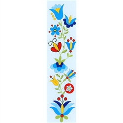 This is a beautiful Kashub floral pattern printed on a bookmark with a pale blue backround.