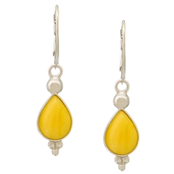 Custard Amber Teardrop Earrings. Size Approx 1.5" x 0.4". Sterling Silver with leverback hooks.
â€‹Amber is soft, only slightly harder than talc, and should be treated with care.