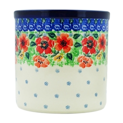 Polish Pottery 6" Utensil Holder. Hand made in Poland. Pattern U4728 designed by Irena Maczka.