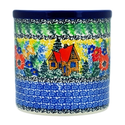 Polish Pottery 6" Utensil Holder. Hand made in Poland. Pattern U4018 designed by Maria Starzyk.