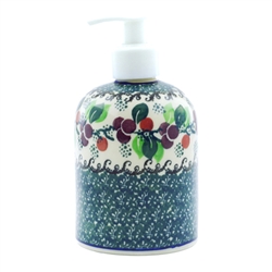 Polish Pottery 5.5" Soap/Lotion Dispenser. Hand made in Poland and artist initialed.