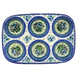 Polish Pottery 11.5" Muffin Pan. Hand made in Poland. Pattern U4333 designed by Krystyna Dacyszyn.