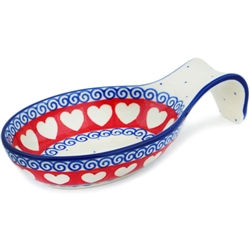 Polish Pottery 7" Spoon Rest. Hand made in Poland and artist initialed.