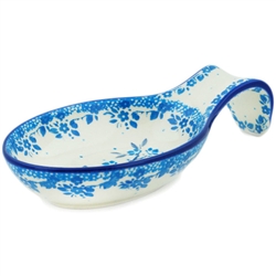 Polish Pottery 7" Spoon Rest. Hand made in Poland and artist initialed.