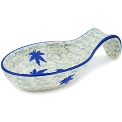 Polish Pottery 7" Spoon Rest. Hand made in Poland and artist initialed.