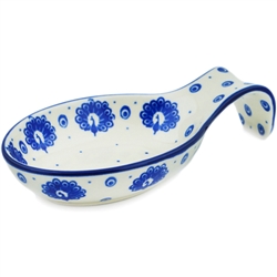 Polish Pottery 7" Spoon Rest. Hand made in Poland and artist initialed.