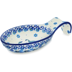 Polish Pottery 7" Spoon Rest. Hand made in Poland and artist initialed.