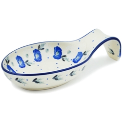 Polish Pottery 7" Spoon Rest. Hand made in Poland and artist initialed.