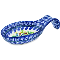 Polish Pottery 7" Spoon Rest. Hand made in Poland. Pattern U4256 designed by Barbara Fidelus.