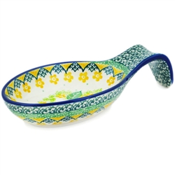 Polish Pottery 7" Spoon Rest. Hand made in Poland. Pattern U4810 designed by Maria Starzyk.