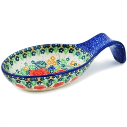 Polish Pottery 7" Spoon Rest. Hand made in Poland. Pattern U3604 designed by Karolina Sliwinska.