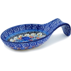 Polish Pottery 7" Spoon Rest. Hand made in Poland. Pattern U4129 designed by Maria Starzyk.