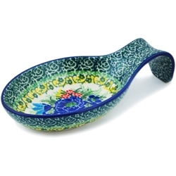Polish Pottery 7" Spoon Rest. Hand made in Poland. Pattern U4722 designed by Teresa Liana.